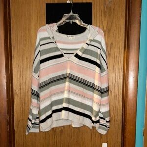 Women's Striped Sweater - Pink, Gray, Black by